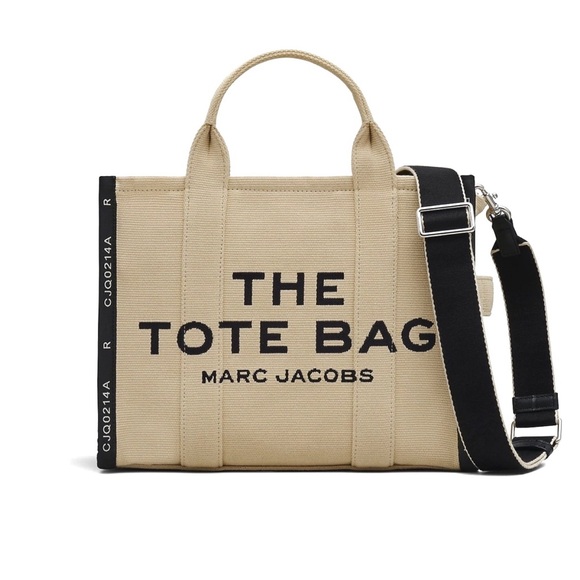 Marc Jacobs Handbags - NEW Marc Jacobs Warm Sand Beige Jacquard Crossbody Medium Top Handle Tote Bag